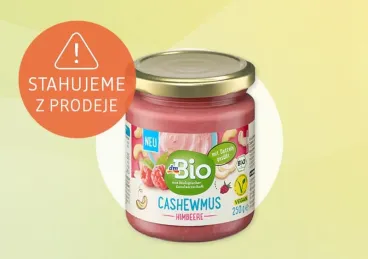 dm informuje: Společnost dm drogerie markt stahuje z prodeje produkt dmBio kešu pasta s malinami 250 g