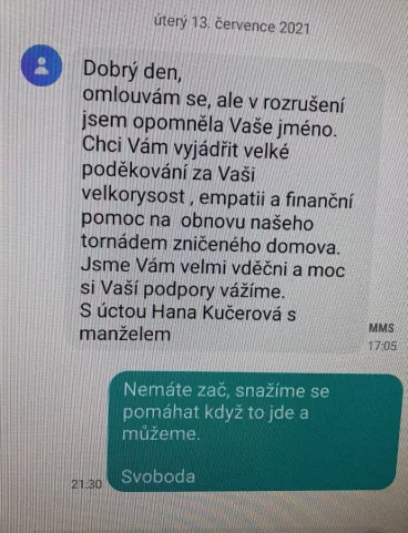 Lesy ČR pomáhají tornádem postižené Moravě„Nemáte zač, když to jde a můžeme“