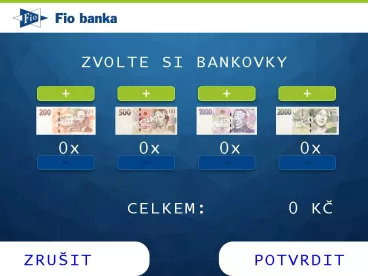 V bankomatech Fio banky si nově zvolíte skladbu bankovek