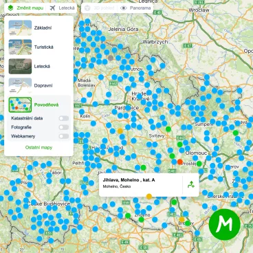 Mapy.cz připravily speciální mapové zobrazení, které sleduje povodňovou situaci